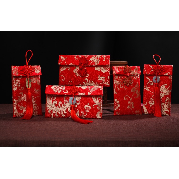 Bao lì xì cưới thổ cẩm / Bao Lì Xì Vải Gấm Nhiều Hoa Văn Cao cấp Ngày Tết,Cưới Hỏi, Nạp Tài. RỒNG DỌC NGỌC