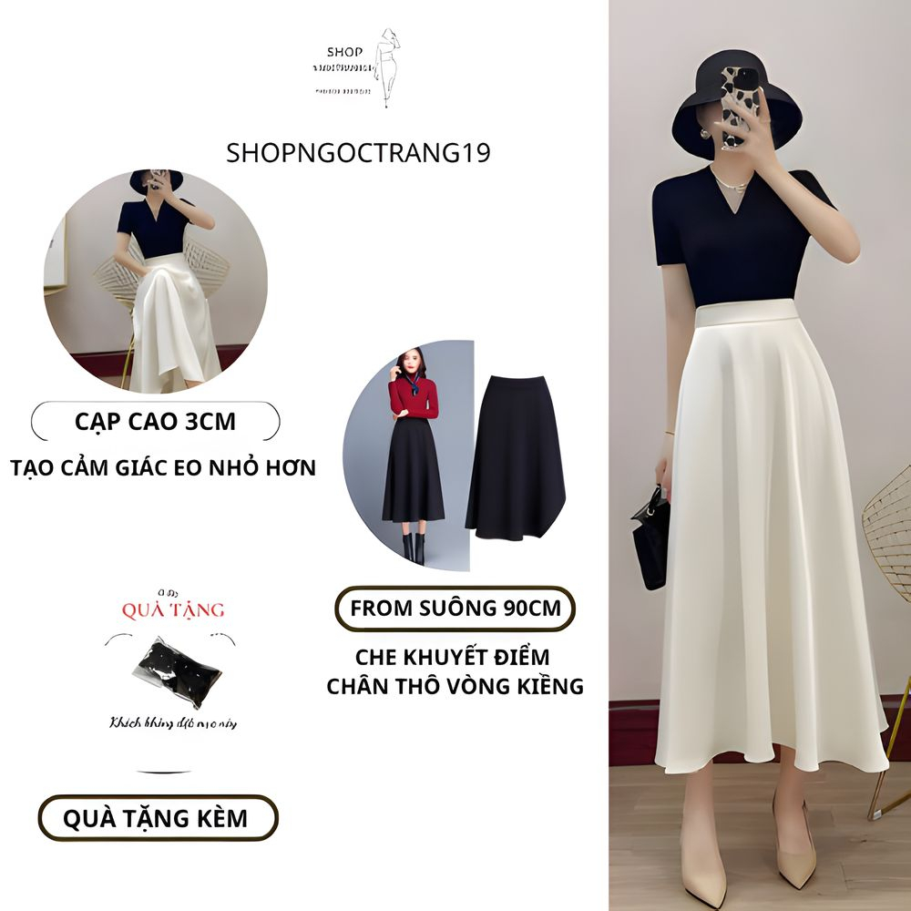 Chân Váy Xòe Công Sở Có Túi 2 Bên Dài 80cm SHOPGOCTRANG19 Chất Liệu Vitex