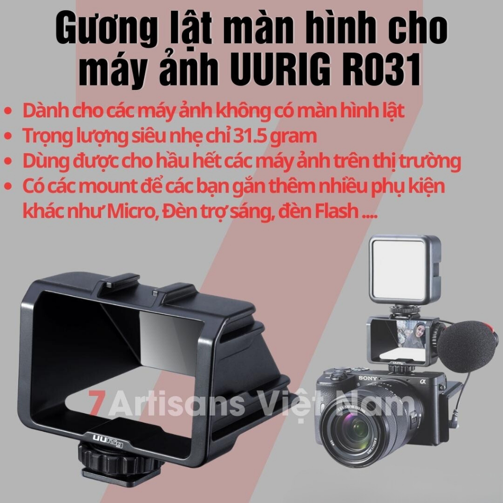 Gương lật màn hình cho máy ảnh UURIG R031 cho Vlogger và Youtuber - Có ...