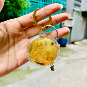 Móc khóa Đồng Xu Quan Âm Bồ Tát Phong Thuỷ May Mắn