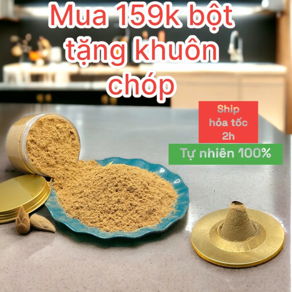 Bột xông tự nhiên không hóa chất, bột Trầm hương Ngọc am Bách xanh tẩy uế chiêu tài lộc