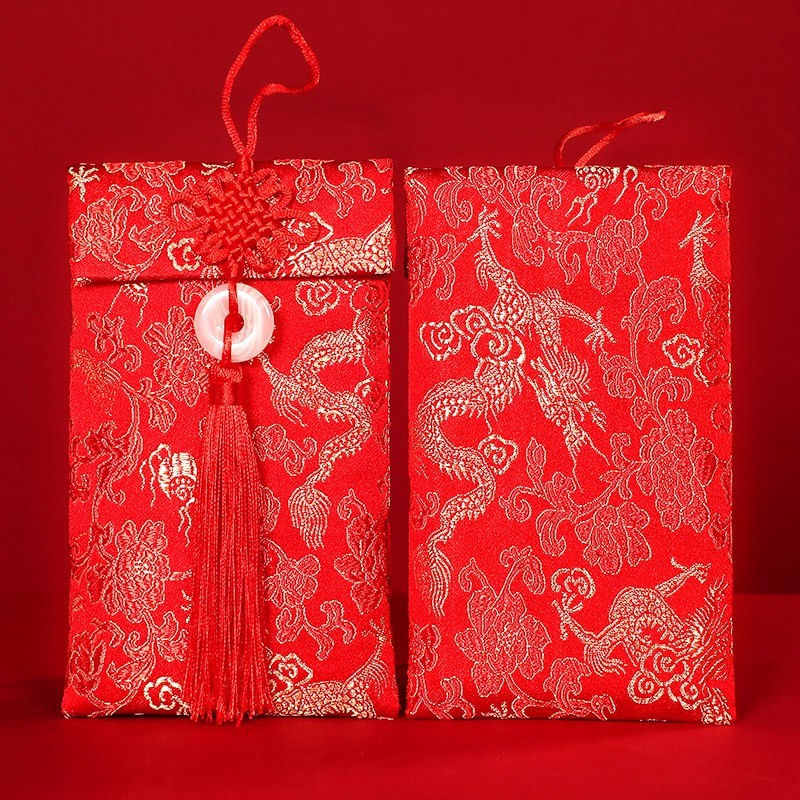 10 bao lì xì thổ cẩm - Bao Lì Xì Vải Gấm Nhiều Hoa Văn Cao cấp Ngày Tết,Cưới Hỏi, Nạp Tài. [ COMBO 10 RỒNG DỌC NGỌC ]