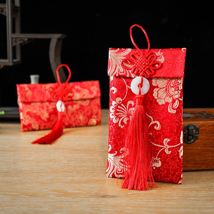 10 bao lì xì thổ cẩm - Bao Lì Xì Vải Gấm Nhiều Hoa Văn Cao cấp Ngày Tết,Cưới Hỏi, Nạp Tài. [ COMBO 10 RỒNG DỌC NGỌC ]