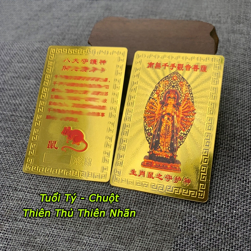 ⭐RƯỚC LỘC⭐ Kim Bài Phật Bản Mệnh 12 Con Giáp - TUỔI TÝ - THIÊN THỦ THIÊN NHÃN may mắn, cầu bình an