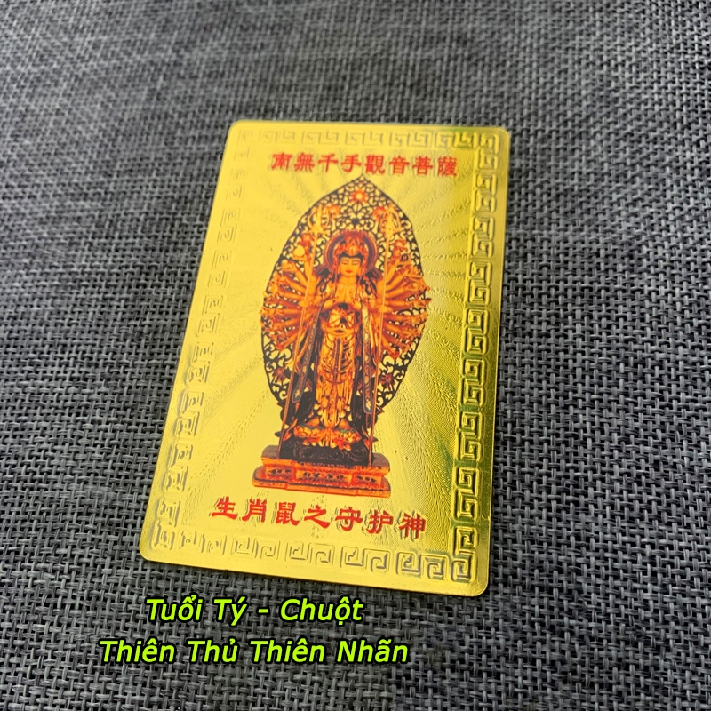 ⭐RƯỚC LỘC⭐ Kim Bài Phật Bản Mệnh 12 Con Giáp - TUỔI TÝ - THIÊN THỦ THIÊN NHÃN may mắn, cầu bình an