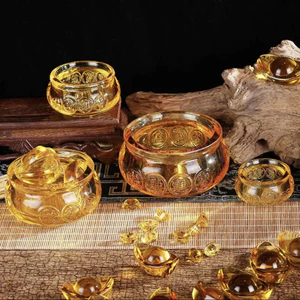 ⭐RƯỚC LỘC⭐ Bát Tụ Bảo Thủy Tinh Pha Lê Kèm Thỏi Vàng Kim Nguyên Bảo Nhiều Kích Thước