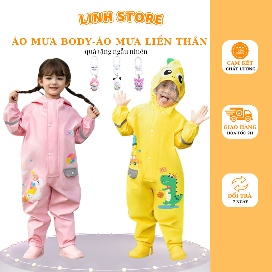 Áo mưa liền quần PONY, Áo mưa liền quần Khủng Long dễ thương cho bé 2024