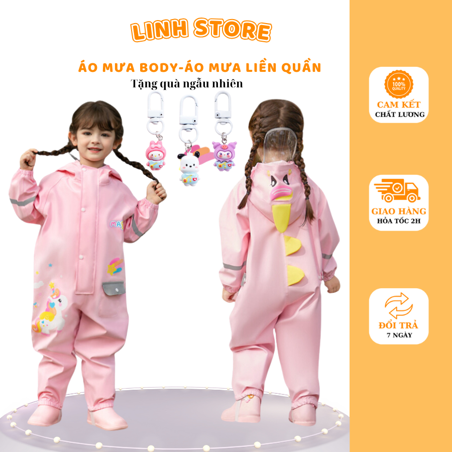 Áo Mưa Body, Aó Mưa Jumpsuit Liền Thân Chất Liệu Oxford Cao Cấp An Toàn Cho Bé AMLT03