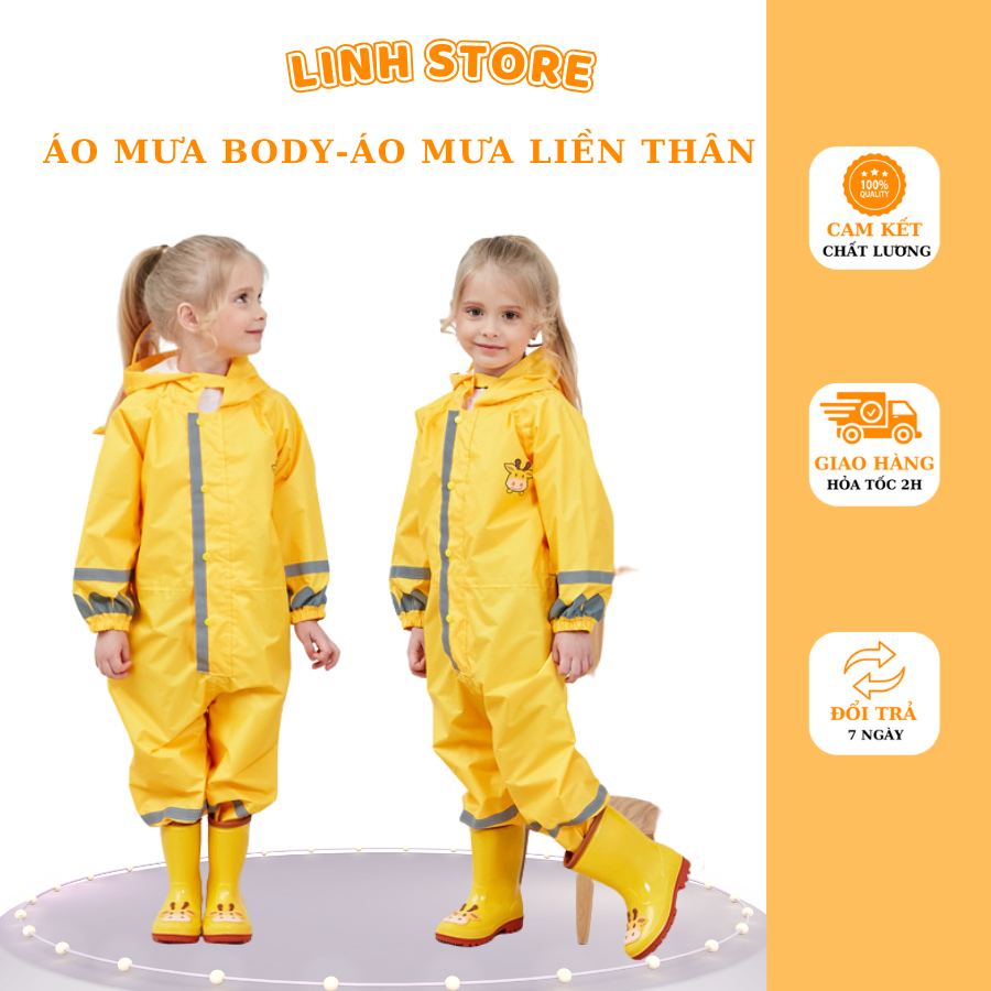 Combo ủng áo mưa cho bé (hàng cao cấp) áo mưa liền thân AMLT01 + UN0101