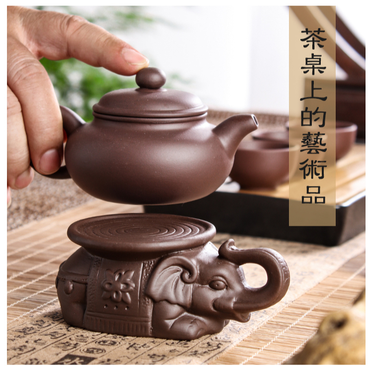 Đôn voi mini cõng ấm trà , chén, chậu bonsai (Dụng cụ kê nắp ấm, kê ấm tử sa hình Trâu, Thiềm Thừ)
