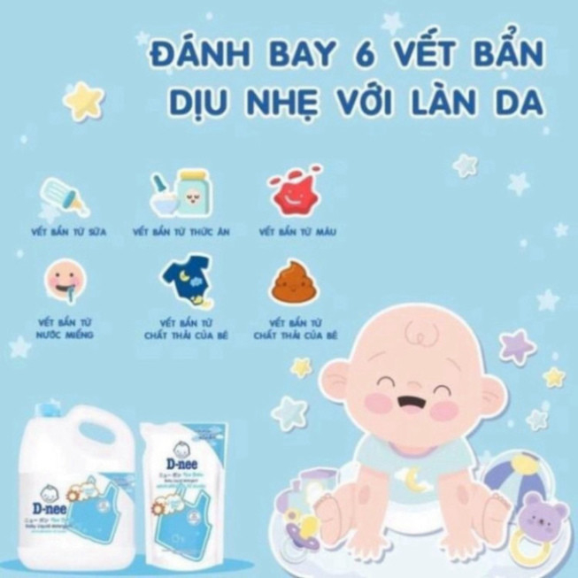Nước giặt quần áo em bé Dnee 3000ml - Nước Giặt Xả Thái Lan 2 In 1 Hãng Chính Hãng hanzomart