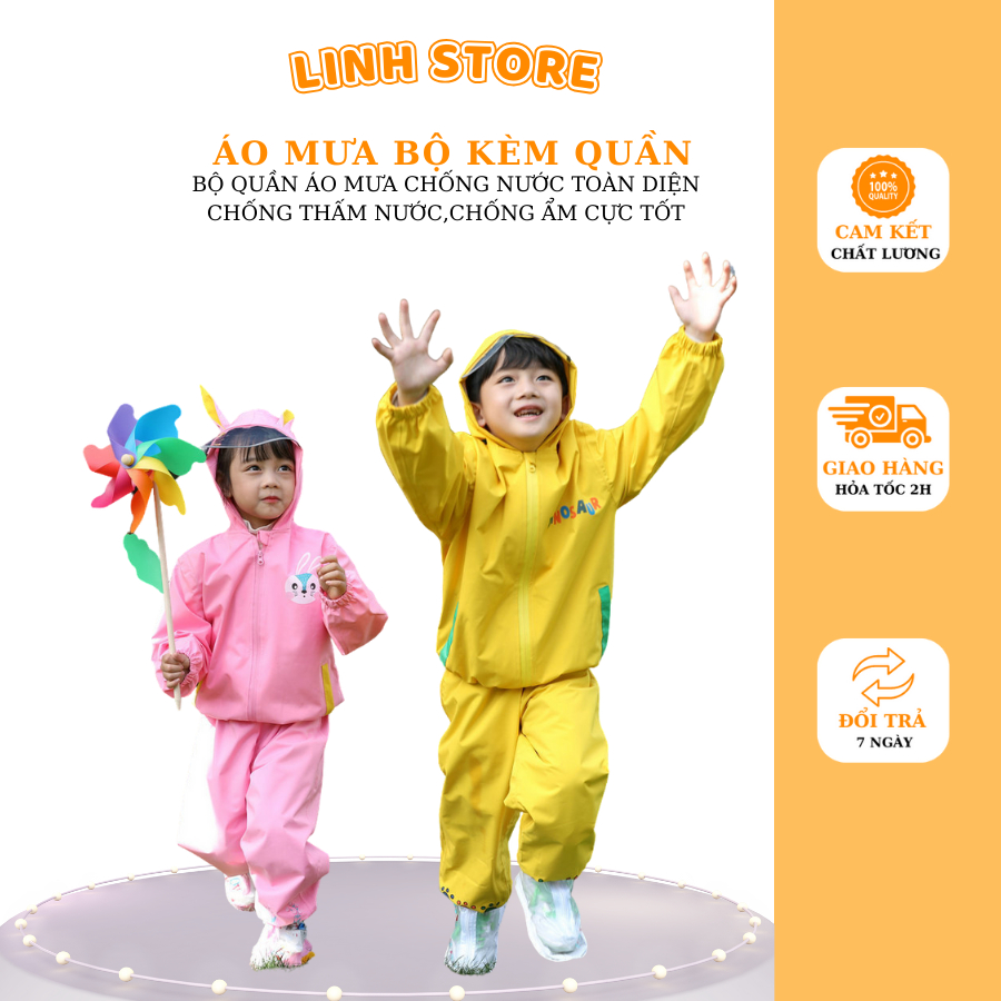 ÁO MƯA BỘ,BỘ QUẦN +ÁO ĐI MƯA CAO CẤP TRẺ EM CHỐNG NƯỚC,CHẤT LIỆU AN TOÀN CHO BÉ AMB01