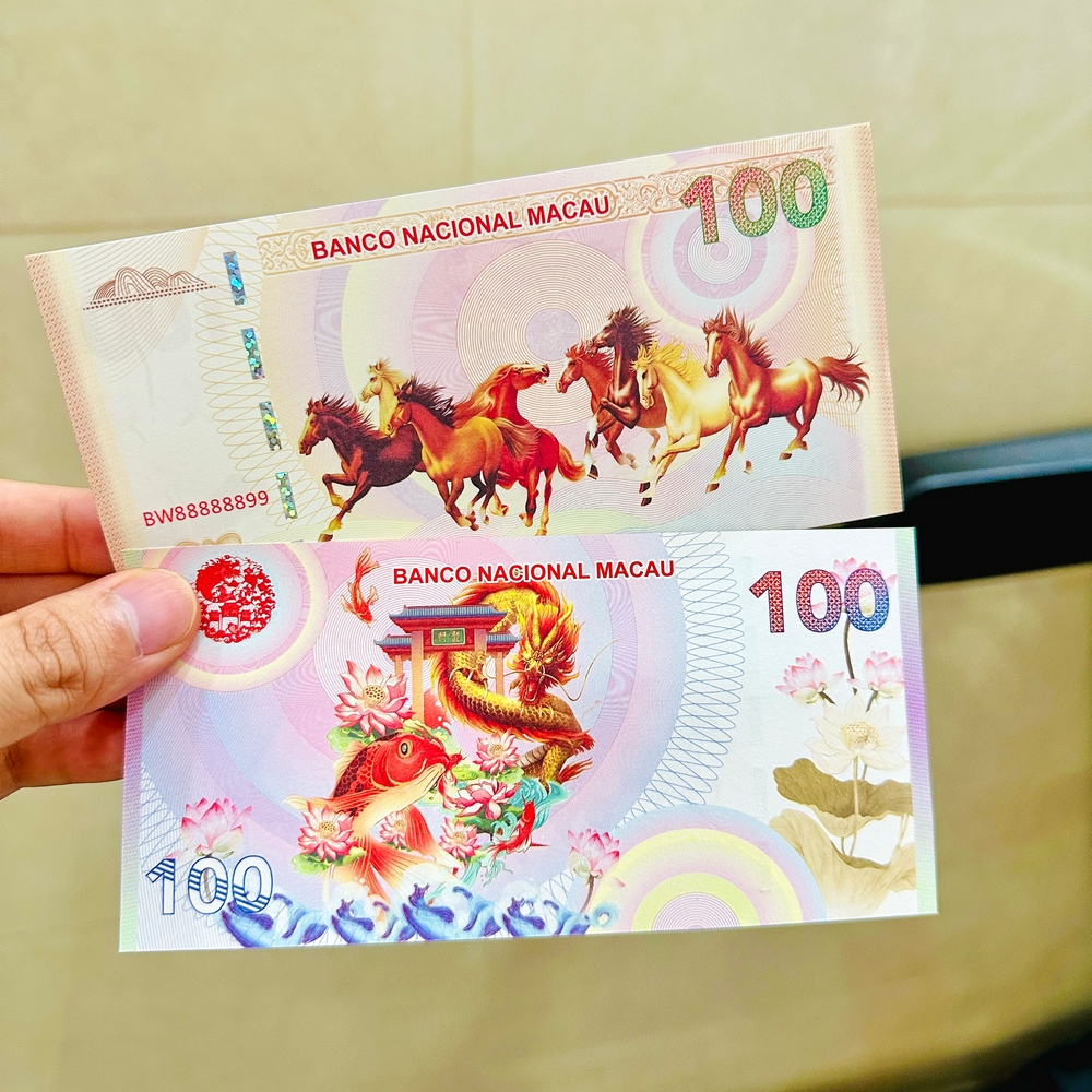 ⭐XÃ KHO⭐ Combo 10 Tờ Tiền Mã Đáo Thành Công Macao lưu niệm , Hình Ánh Cá Chép Hóa Rồng đẹp mắt, ý nghĩa