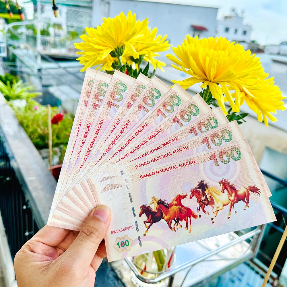 ⭐XÃ KHO⭐ Combo 10 Tờ Tiền Mã Đáo Thành Công Macao lưu niệm , Hình Ánh Cá Chép Hóa Rồng đẹp mắt, ý nghĩa