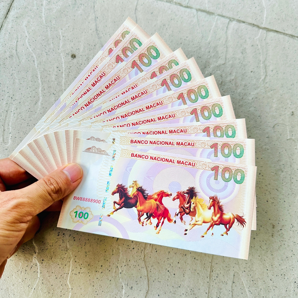 ⭐XÃ KHO⭐ Combo 10 Tờ Tiền Mã Đáo Thành Công Macao lưu niệm , Hình Ánh Cá Chép Hóa Rồng đẹp mắt, ý nghĩa