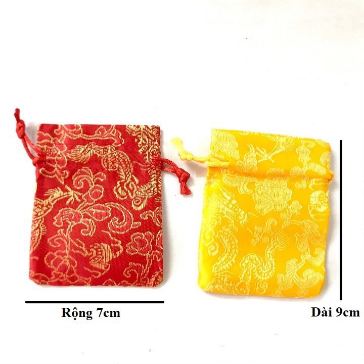 [HỎA TỐC] Combo 100 Túi Gấm Long Phụng Đỏ Vàng Siêu Kute rút dây 7 x 9 cm đựng trang sức, đồ phong thủy , Quà Tết