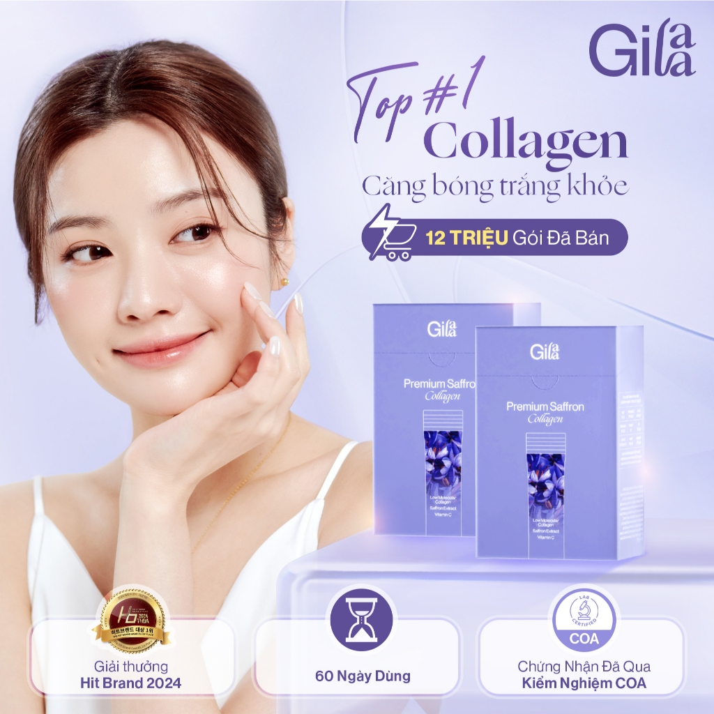Ảnh Combo 2 Hộp bột uống Collagen Gilaa Cao Cấp Kết Hợp Saffron (120 gói x 2g) 3