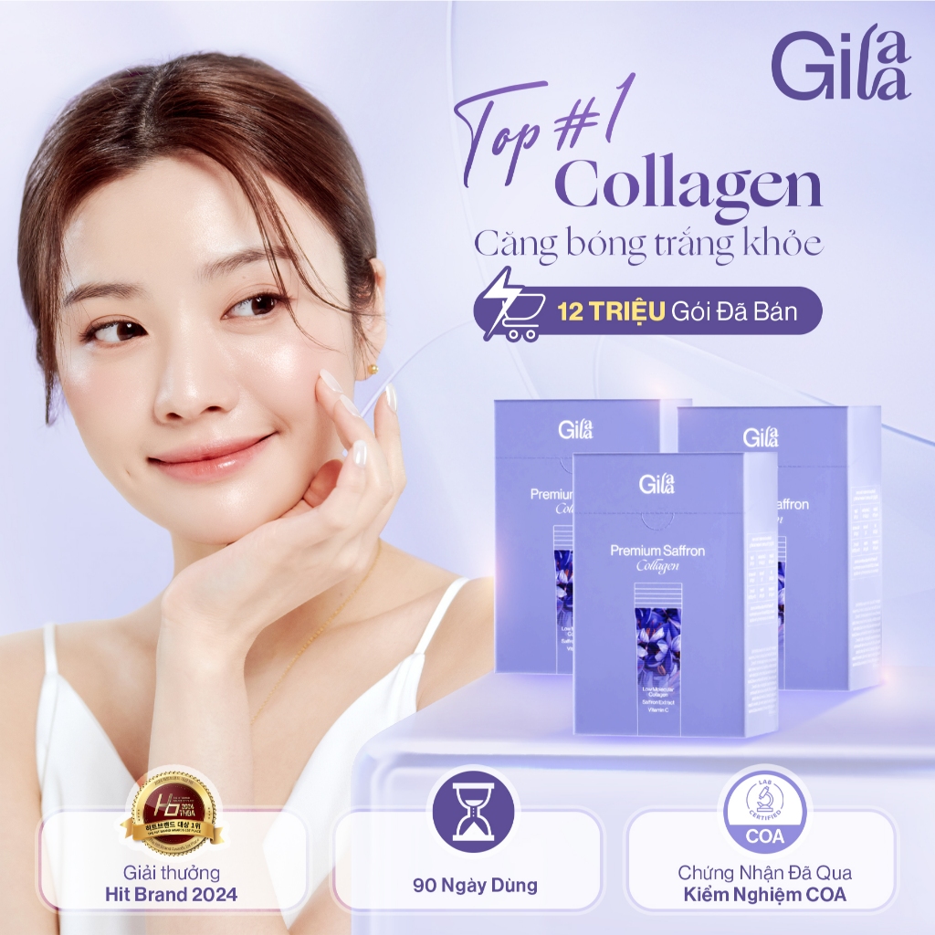 Ảnh Combo 3 Hộp Bột Uống Collagen Saffron Gilaa Căng Bóng Trắng Khỏe (180 gói x 2g) 3