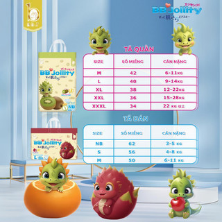 Tã Bỉm Dán / Quần BB Jolity Nhật đủ size Thấm hút cực nhanh, chống tràn, siêu mềm mịn cho bé