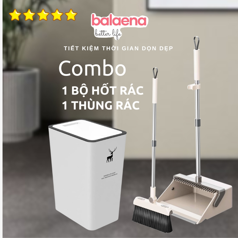 Bộ chổi quét nhà kèm đồ hốt rác và thùng đựng rác 3 trong 1 đa năng ...