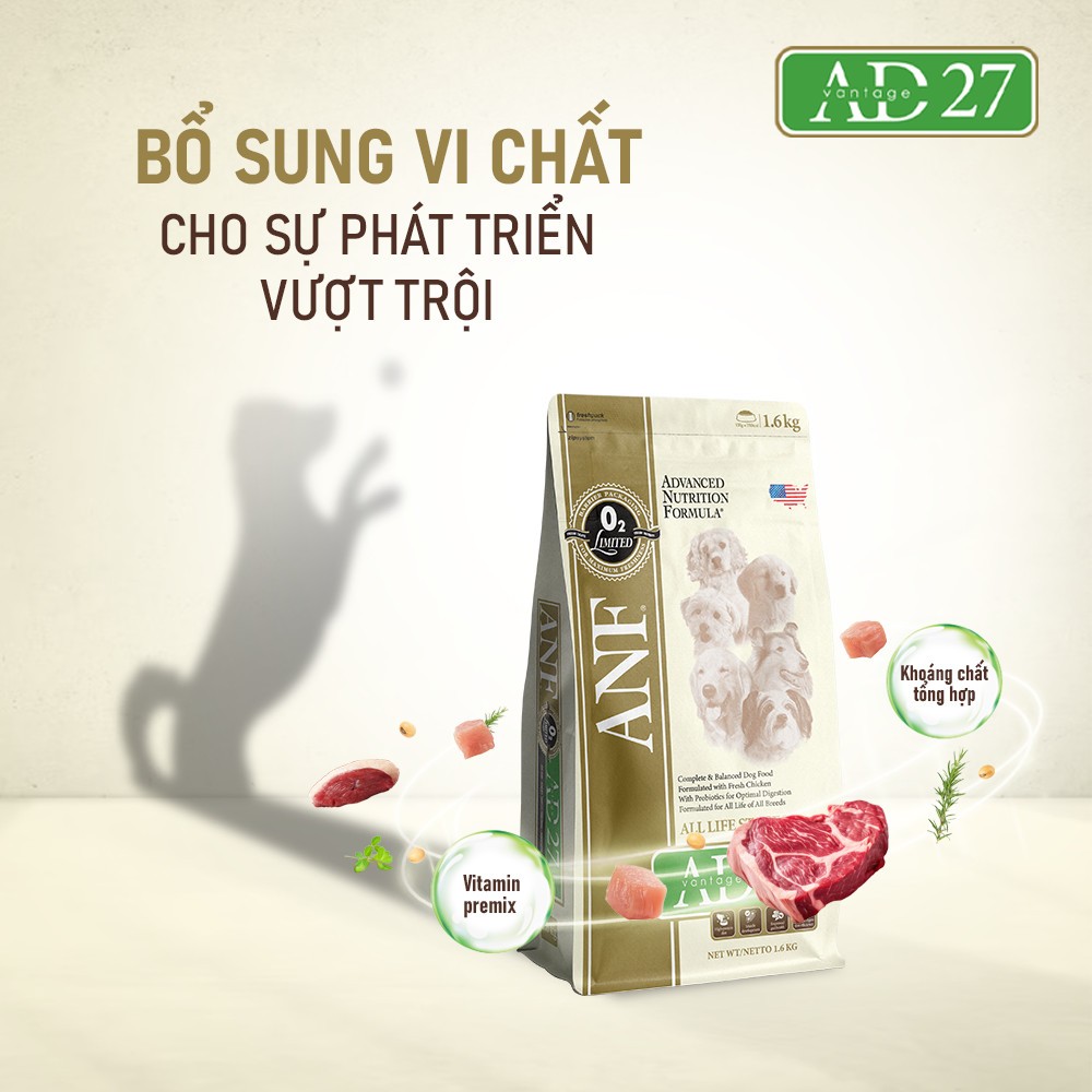 GIẢM GIÁ [1.6KG/500G] ANF AD27 - Thức ăn hạt cho chó dinh dưỡng toàn diện & tăng cường tiêu hóa