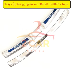 Ốp chống trầy cốpy trong, ngoài dành cho xe Honda CRV 2018-2023 chất liệu INOX cao cấp, dễ dàng lắp đặt