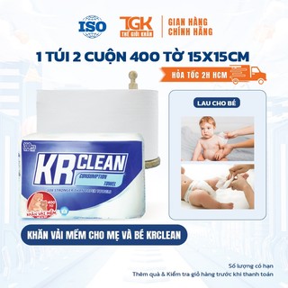 Khăn giấy đa năng KRCLEAN 400 tờ 15x15cm -  Khăn vải khô, đa năng siêu thấm hút, vải không dệt cao cấp