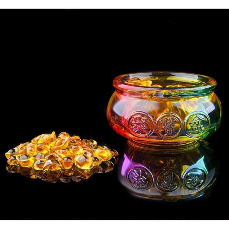 ⭐RƯỚC LỘC⭐ Bát Tụ Bảo Lưu Ly Bảy Sắc Phong Thủy Chiêu Tài Cực Mạnh _ Không Kèm Thỏi Vàng