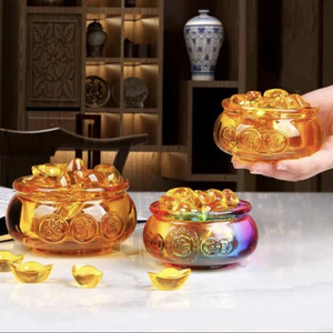 ⭐RƯỚC LỘC⭐ [7 Màu ] Hủ vàng bát Tụ Bảo Bồn 6cm 8cm kèm thỏi kim nguyên bảo