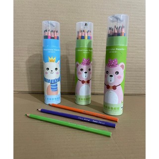 Lọ bút chì màu 12 - 18 màu, hộp bút chì màu 12 18 cây, nắp kèm chuốt gọt bút
