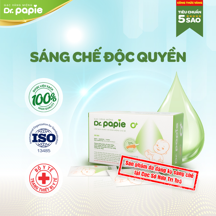 Gạc Rơ Lưỡi Dr Papie Vệ Sinh Răng Miệng Cho Bé Từ Sơ Sinh , Hộp 30 gói. hanzomart