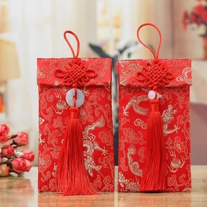 Bao lì xì vải gấm cực đẹp [hình thật] RỒNG DỌC NGỌC