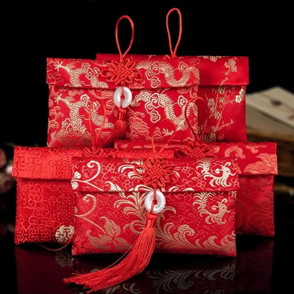 Bao lì xì vải gấm cực đẹp [hình thật] RỒNG DỌC NGỌC