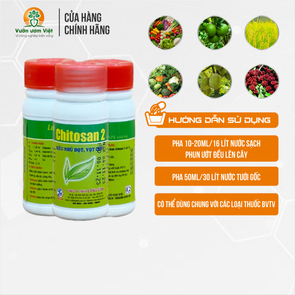 Phân bón hỗn hợp Chitosan 2 - kích ra đọt, xanh to dày lá, đẹp màu cây trồng, cây sáng đẹp