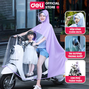 Áo Mưa Trong Suốt Deli Có Kính Chắn Mưa Thiết Kế Thời Trang Nhiều Màu Vải Dày Chống Thấm Cao Cấp