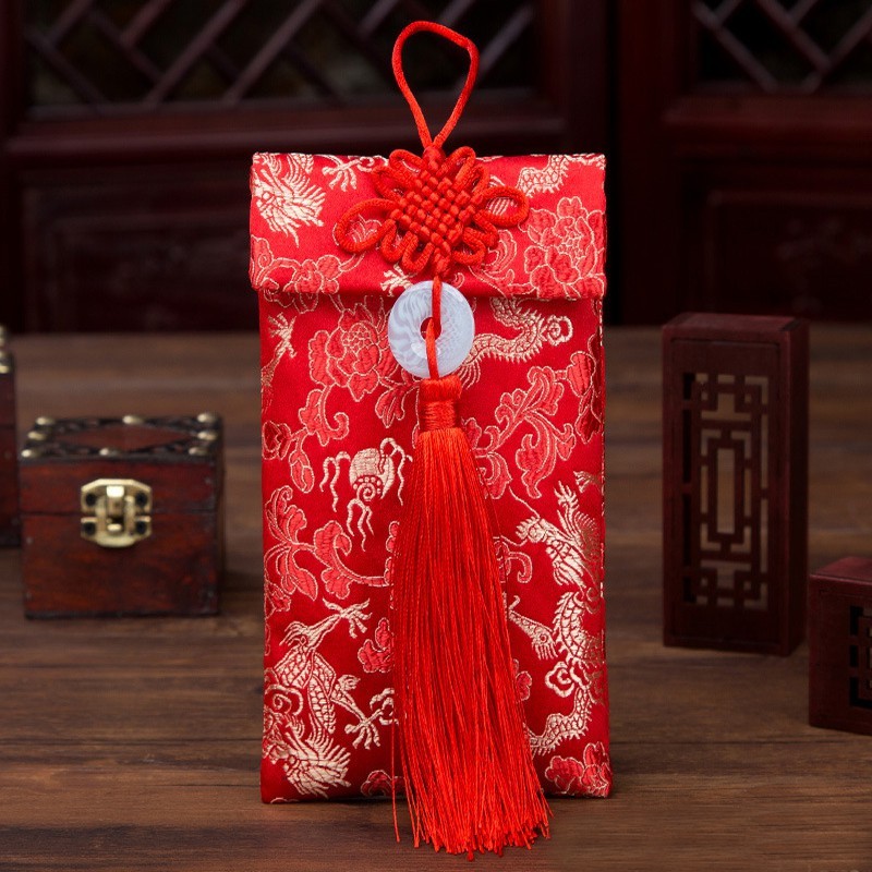 10 bao lì xì thổ cẩm - Bao Lì Xì Vải Gấm Nhiều Hoa Văn Cao cấp Ngày Tết,Cưới Hỏi, Nạp Tài. - COMBO 10 RỒNG - DỌC NGỌC