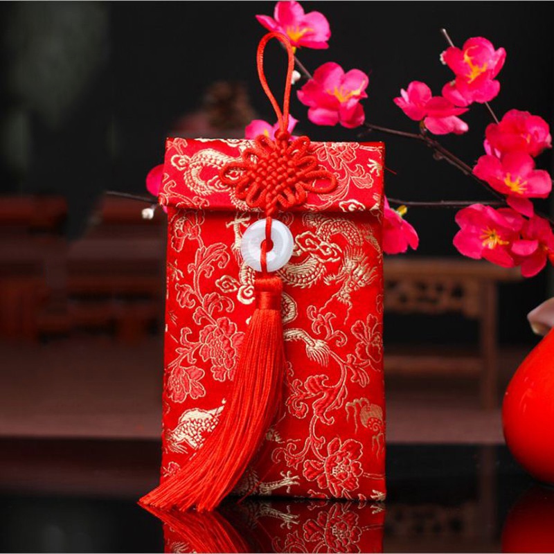10 bao lì xì thổ cẩm - Bao Lì Xì Vải Gấm Nhiều Hoa Văn Cao cấp Ngày Tết,Cưới Hỏi, Nạp Tài. - COMBO 10 RỒNG - DỌC NGỌC