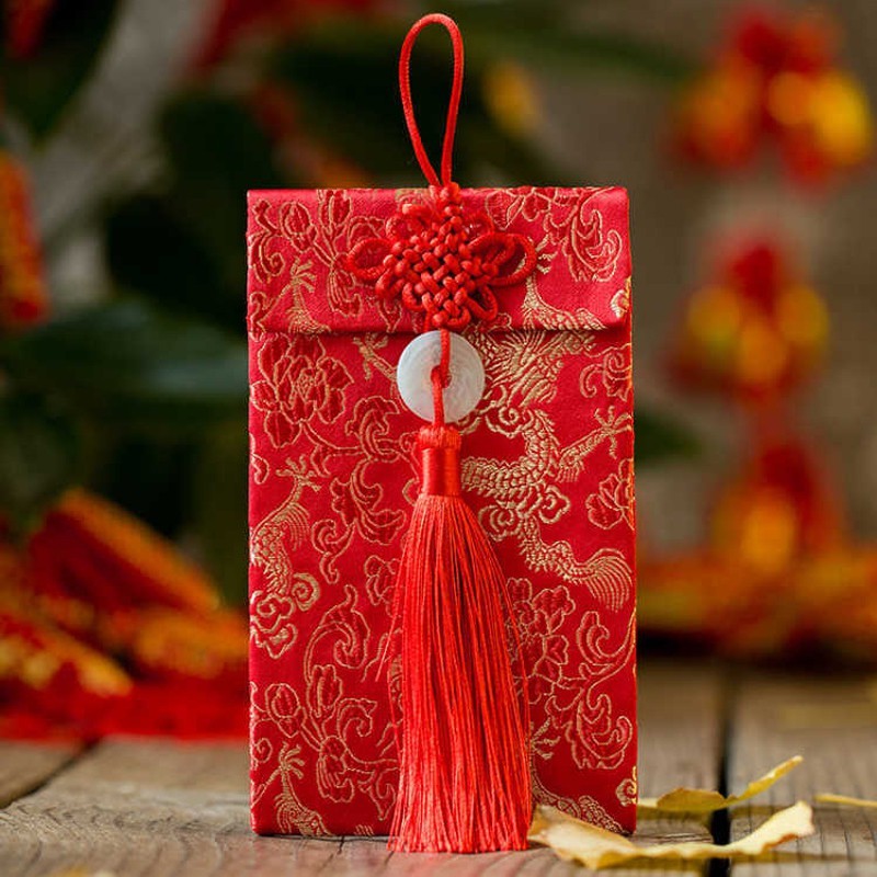 10 bao lì xì thổ cẩm - Bao Lì Xì Vải Gấm Nhiều Hoa Văn Cao cấp Ngày Tết,Cưới Hỏi, Nạp Tài. - COMBO 10 RỒNG - DỌC NGỌC
