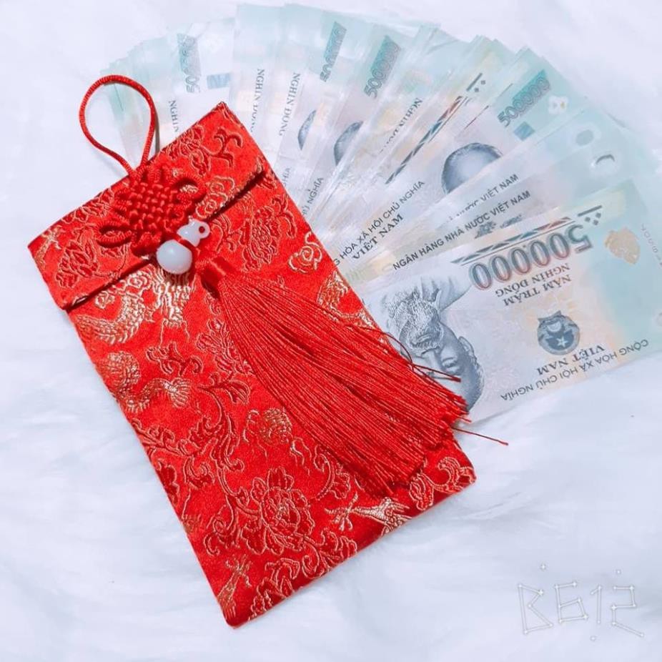 10 bao lì xì thổ cẩm - Bao Lì Xì Vải Gấm Nhiều Hoa Văn Cao cấp Ngày Tết,Cưới Hỏi, Nạp Tài. - COMBO 10 RỒNG - DỌC NGỌC