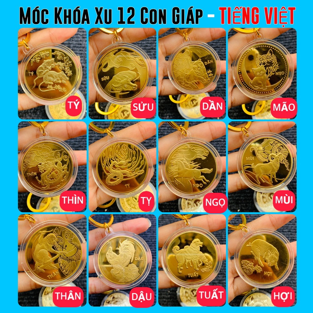 Móc khóa xu 12 con giáp TUỔI CHÓ ý nghĩa phong thủy làm quà tặng