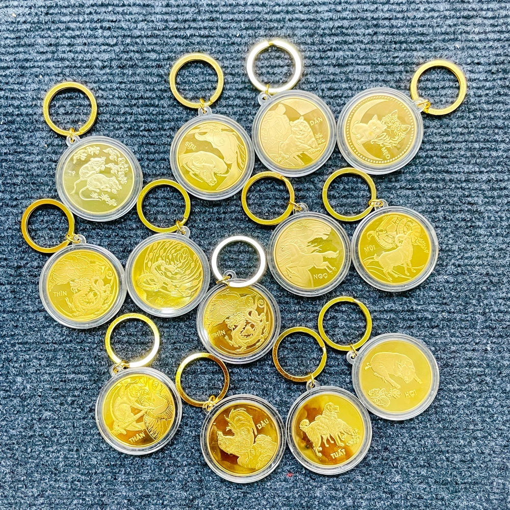 Móc khóa xu 12 con giáp TUỔI CHÓ ý nghĩa phong thủy làm quà tặng