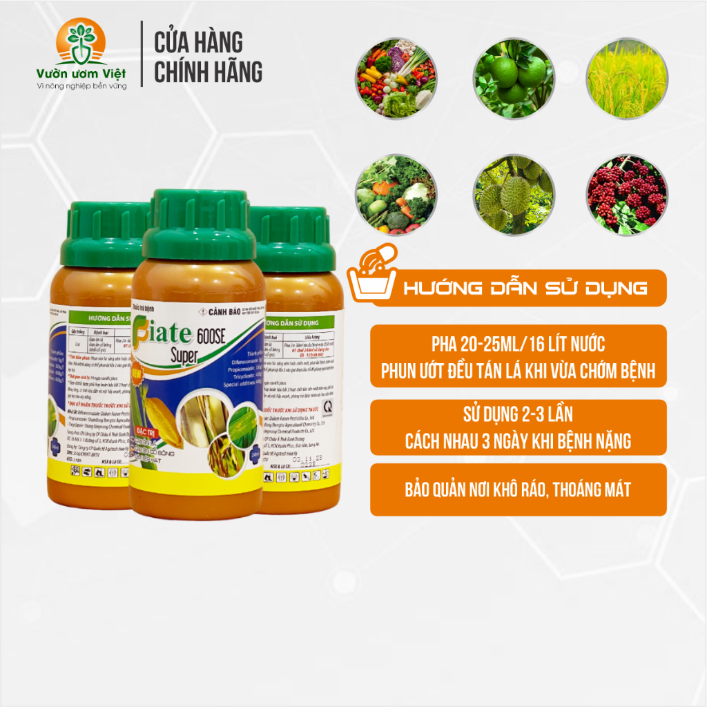 Thuốc trừ bệnh cây trồng Fiate 600SE chuyên trị rỉ sắt, thán thư, cháy bìa lá, đạo ôn - 240ml