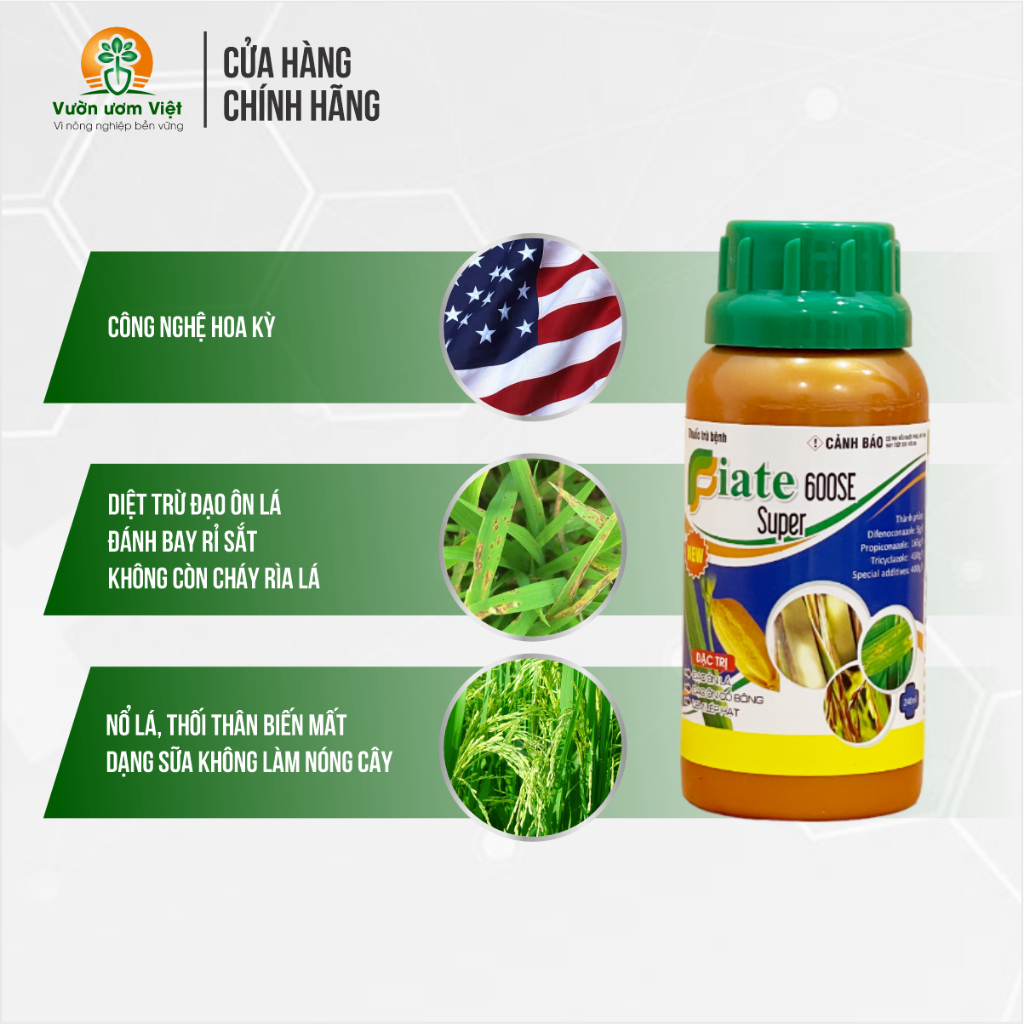 Thuốc trừ bệnh cây trồng Fiate 600SE chuyên trị rỉ sắt, thán thư, cháy bìa lá, đạo ôn - 240ml