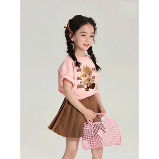 [B&G] Sét áo labubu chân váy sếp ly màu sang chảnh cho bé gái từ 2-12 tuổi(10-45kg)