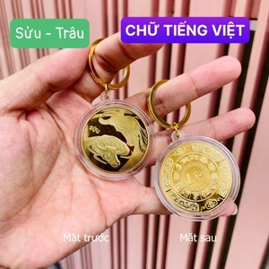Móc khóa xu 12 con giáp TUỔI TRÂU ý nghĩa phong thủy làm quà tặng