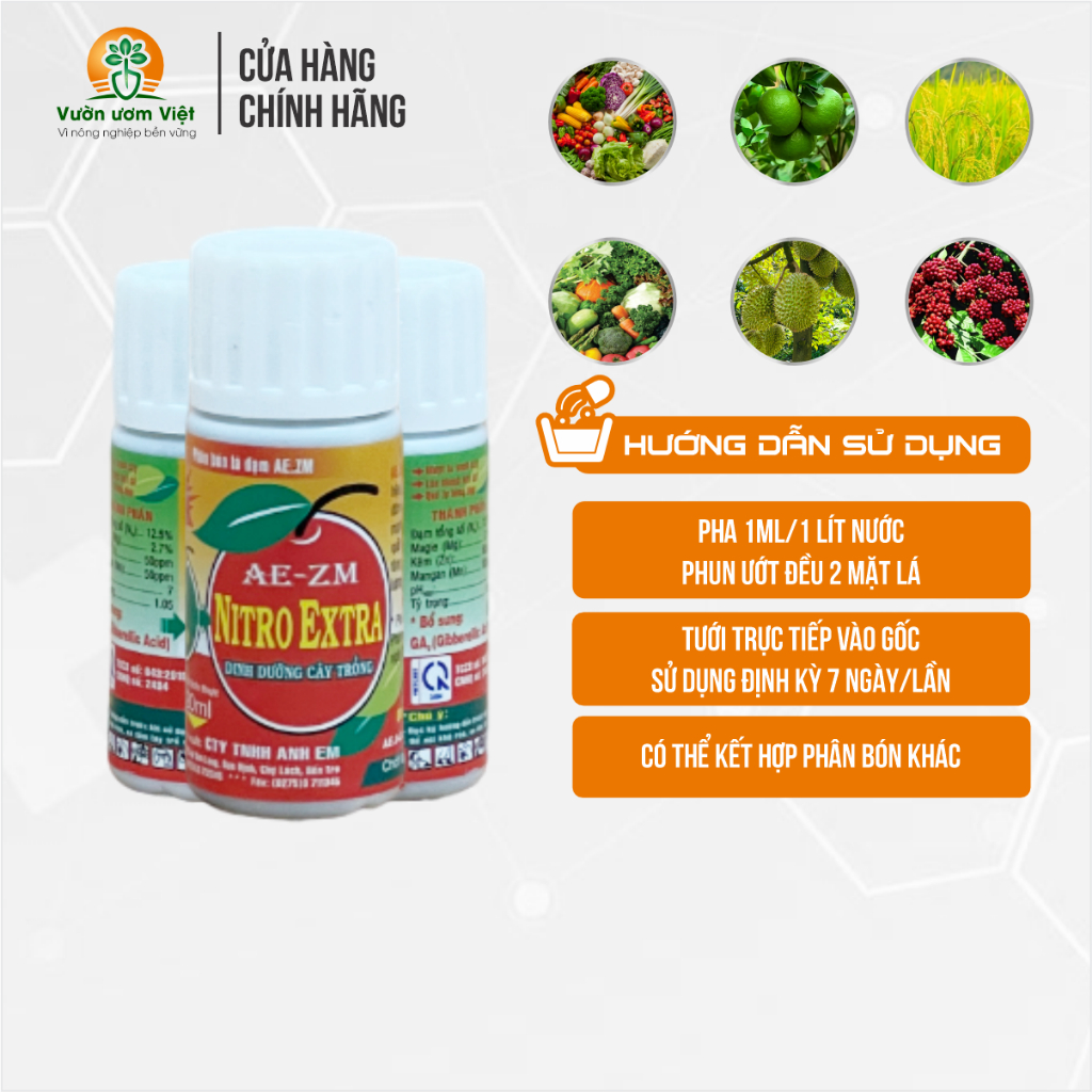 Phân bón vi lượng Nitro Extra - tổng hợp sinh khối đầy đủ tất cả dinh dưỡng cho cây trồng