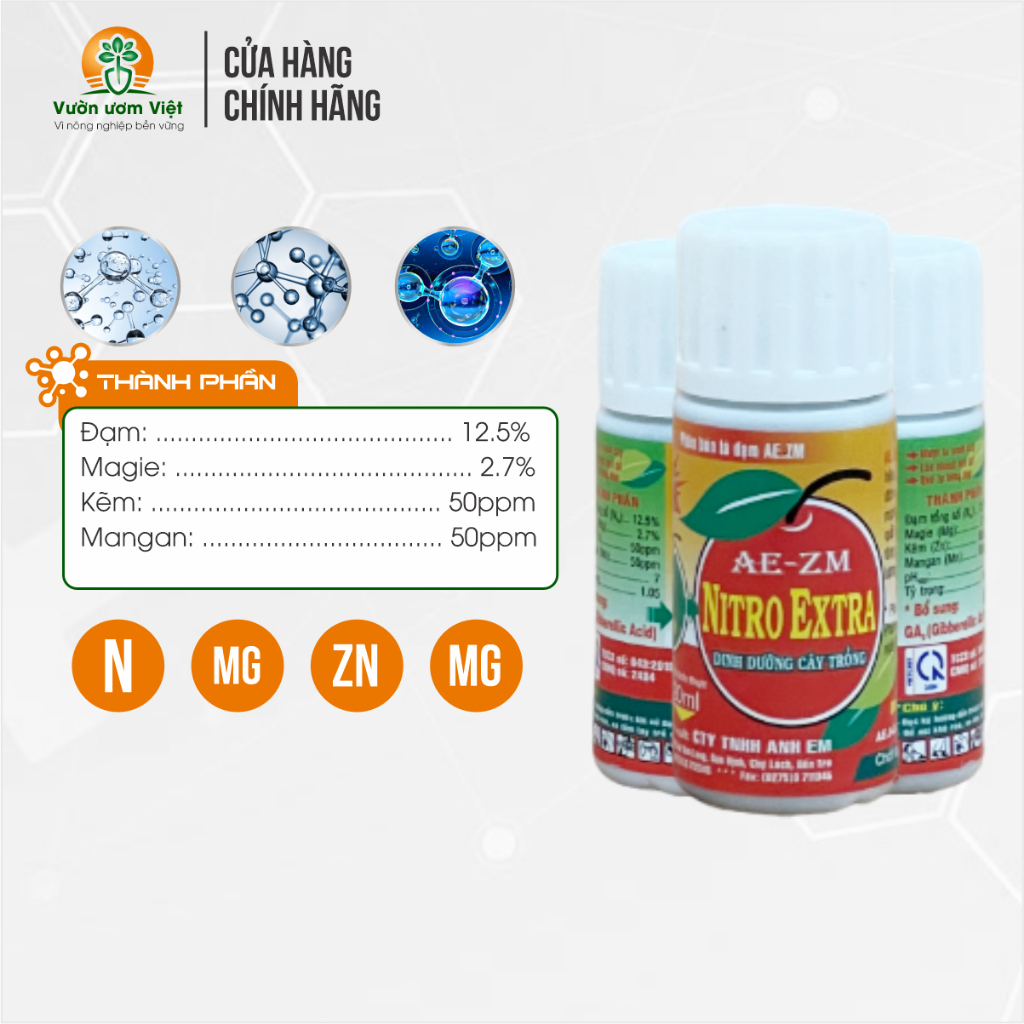Phân bón vi lượng Nitro Extra - tổng hợp sinh khối đầy đủ tất cả dinh dưỡng cho cây trồng