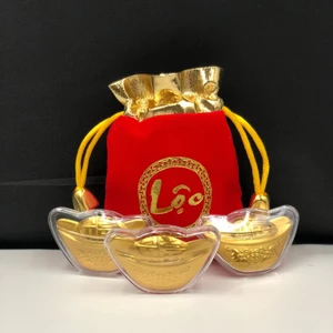 Thỏi Vàng Thần Tài Lộc kèm Túi Nhung Phúc Lộc may mắn, trưng bày biếu tặng, lì xì độc đáo , Quà Tết