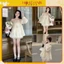 Set Váy Trễ Vai Tay Phồng Kèm Chân Váy Phối Ren Hàng May 2 Lớp có bảo hộ sẵn hàng kèm video