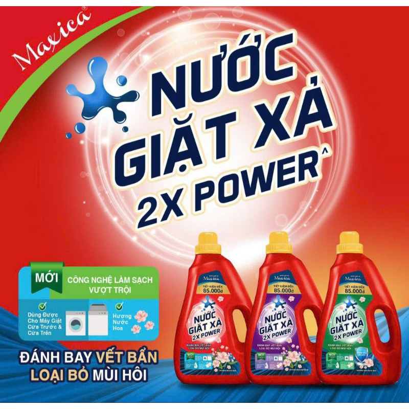 Nước Giặt Xã 2in1 MAXICA 2Kg Đậm Đặc Giữ Mùi Thơm Lâu Trên Quần Áo